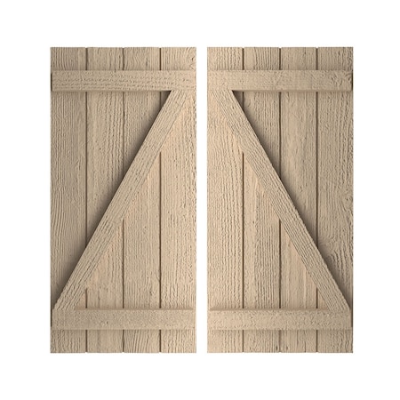 Rustic Four Board Joined Board-n-Batten Rough Sawn Faux Wood Shutters W/Z-Board, 22W X 38H